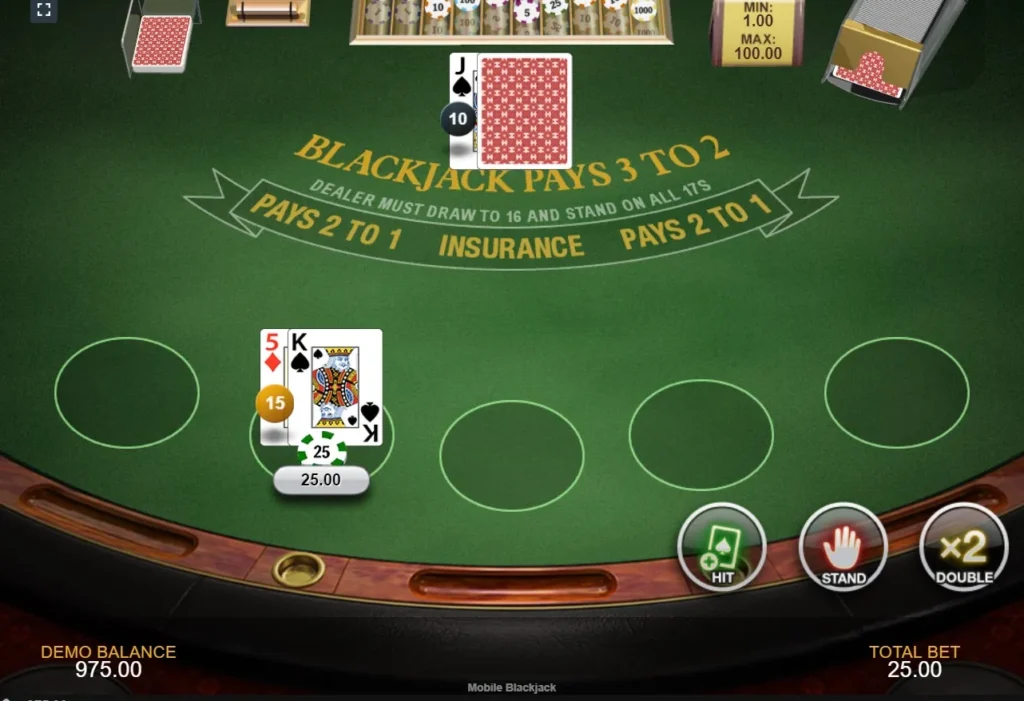 Playing blackjack in LuckyStar
