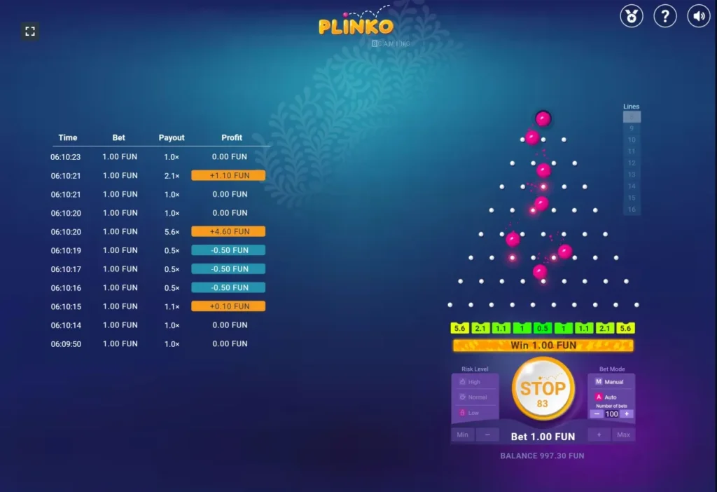 Plinko game in LuckyStar Online Casino