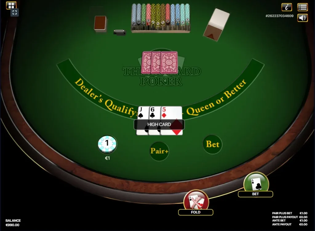 Three card poker in LuckyStar Casino