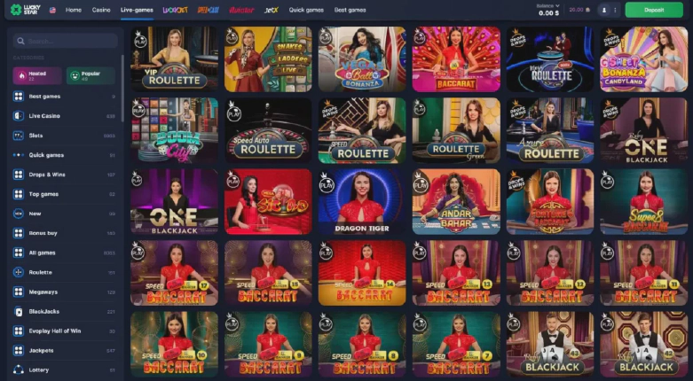 Live dealer games in LuckyStar