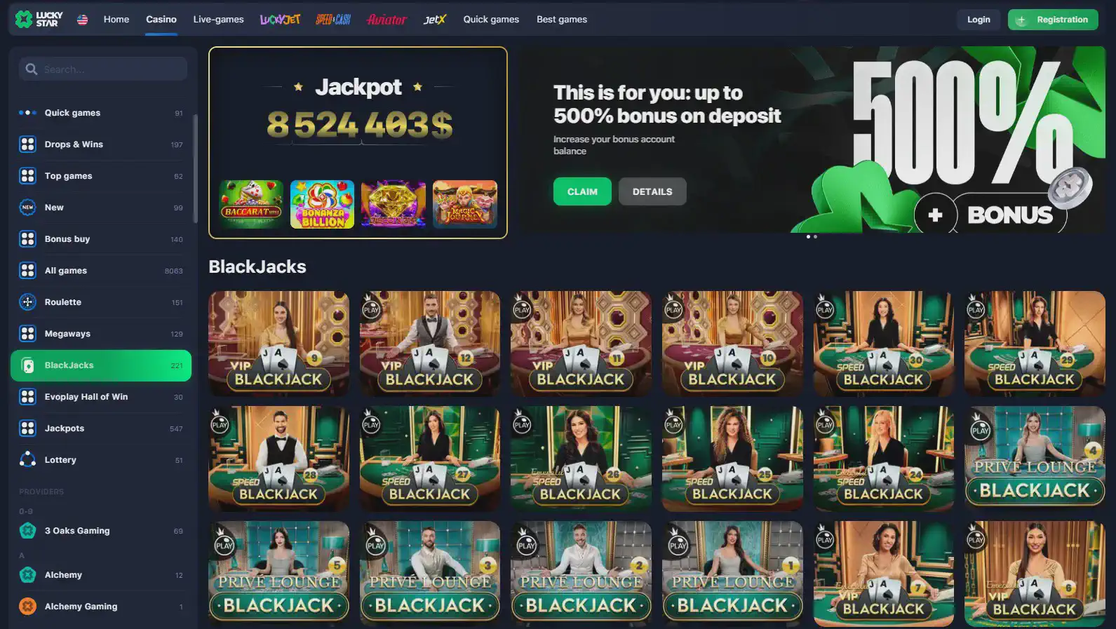 Live Blackjack in Luckystar Casino