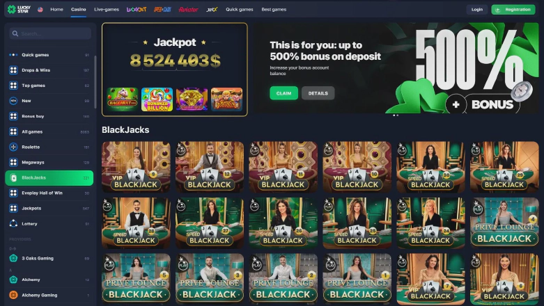 Live Blackjack in Luckystar Casino