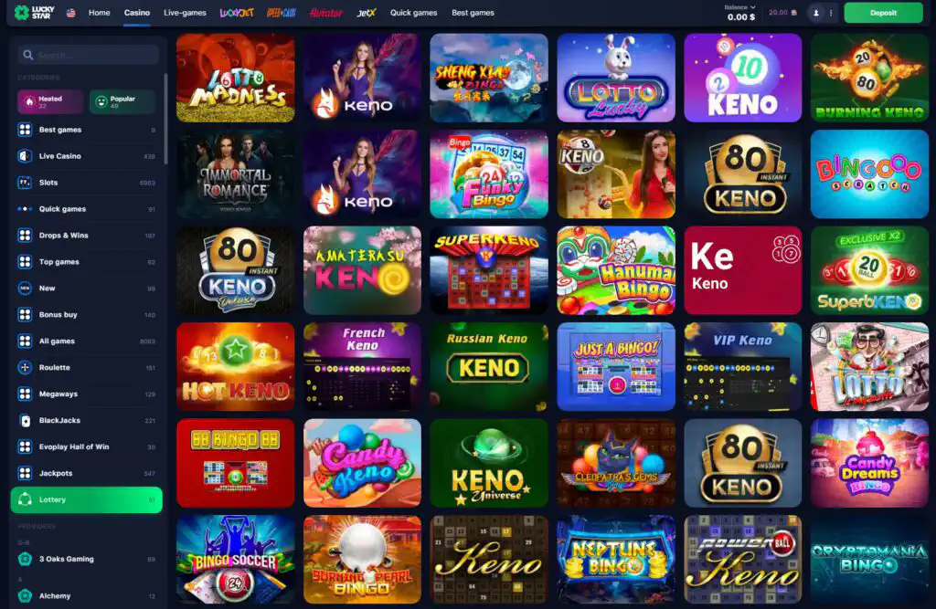 Instant games in LuckyStar Casino