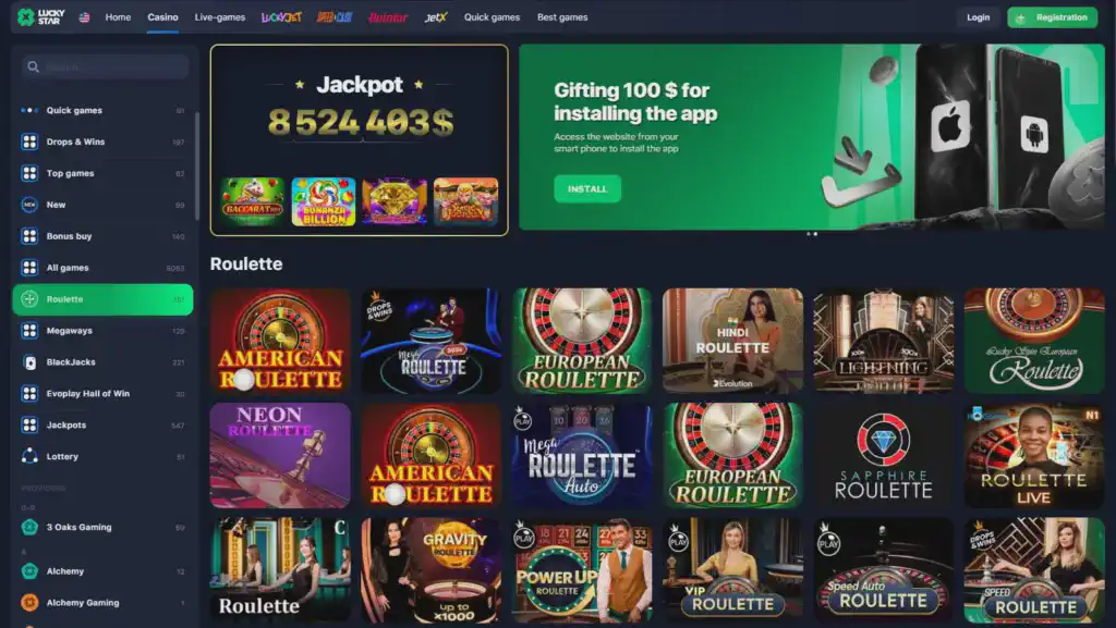 Live roulette in LuckyStar Casino